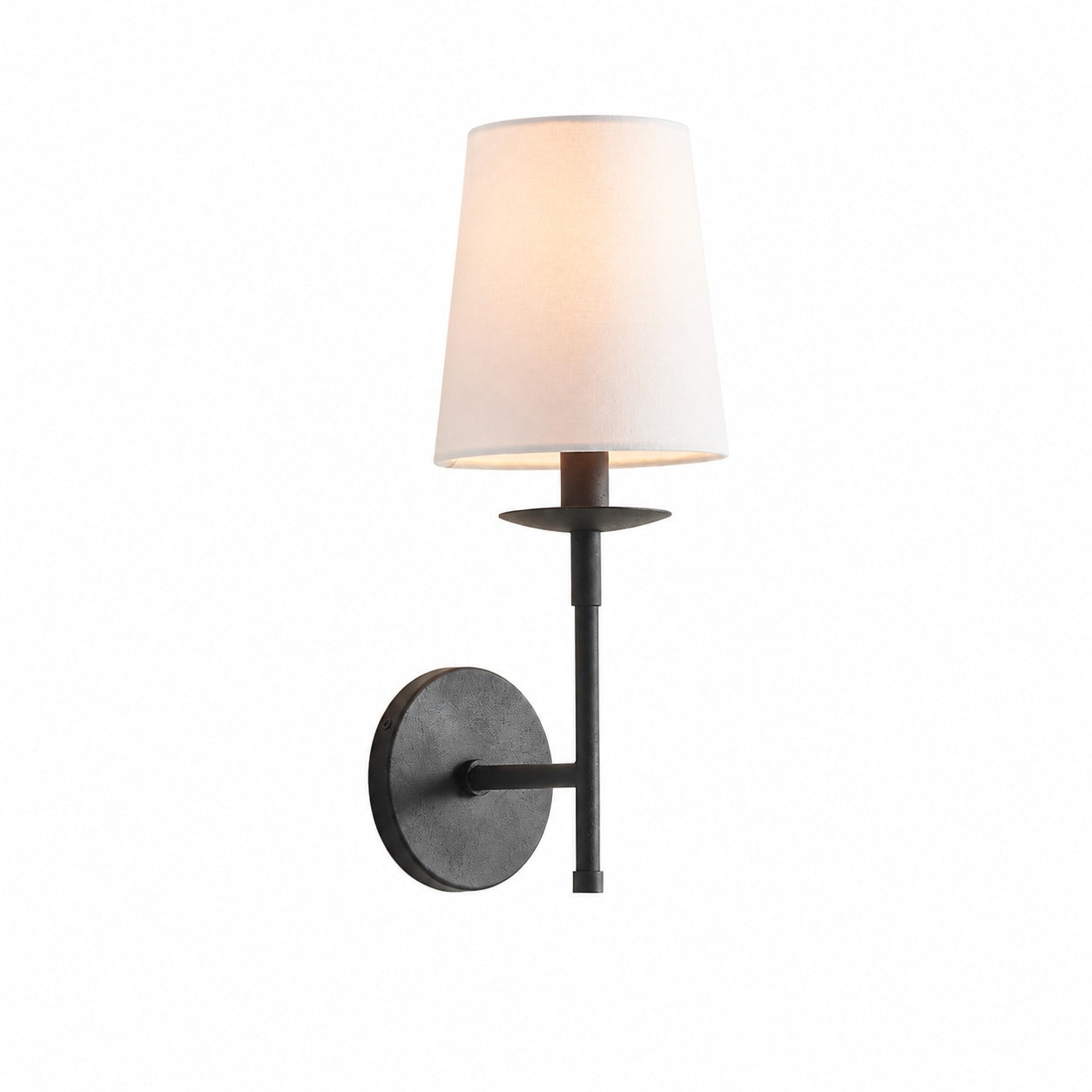 Rowan Schlanke Wandlampe mit Stoffschirm - Stilvolle Beleuchtung für Flur Bad und Schlafzimmer
