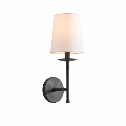 Rowan Schlanke Wandlampe mit Stoffschirm - Stilvolle Beleuchtung für Flur Bad und Schlafzimmer