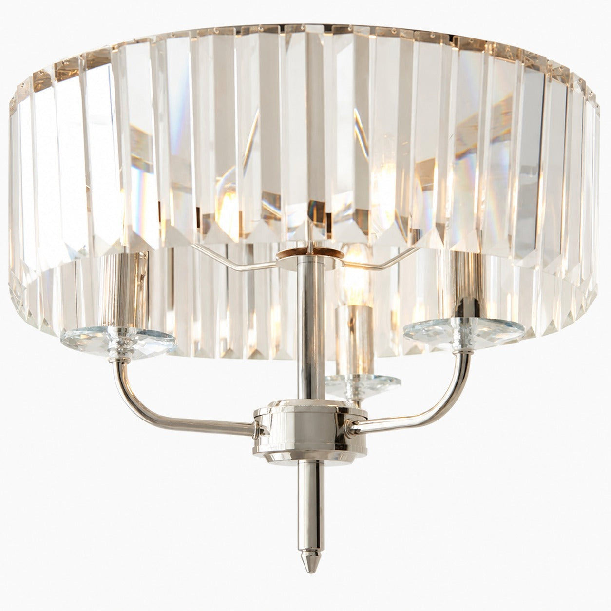Beveline 3 Light Round Floor Lamp - Faceted Cut Glass Shades Classic Metal Finish For Living Rooms