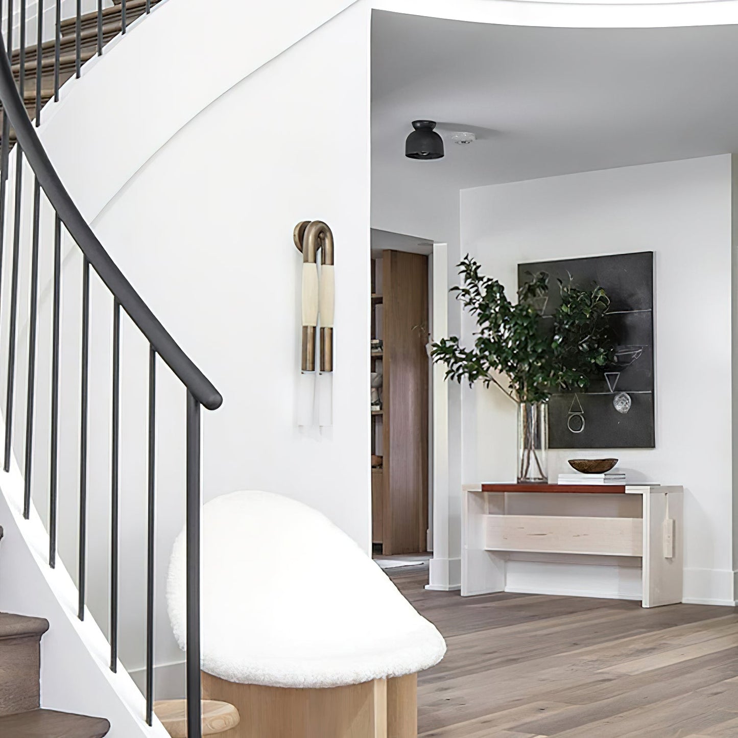 Moderne Wandleuchte aus Rosshaarglas – Messing/Nickel/Schwarz