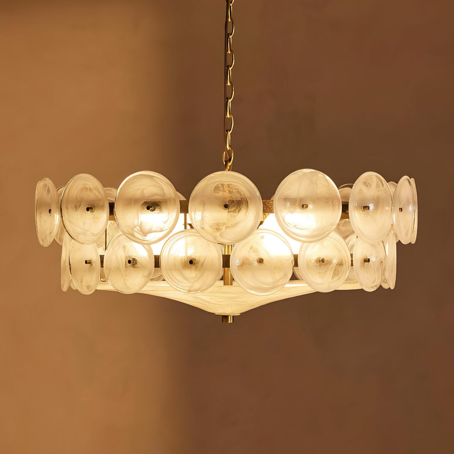 Lorenzo Halo Disc Vintage‑Modern Chandelier – Dining Room Statement Light
