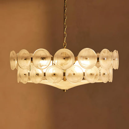 Lorenzo Halo Disc Vintage‑Modern Chandelier – Dining Room Statement Light