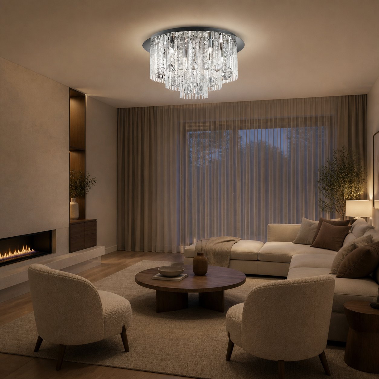Virelis 8-flammige Deckenleuchte mit gedrehten Röhren – Modernes Kristall-Design für Esszimmer oder Wohnzimmer