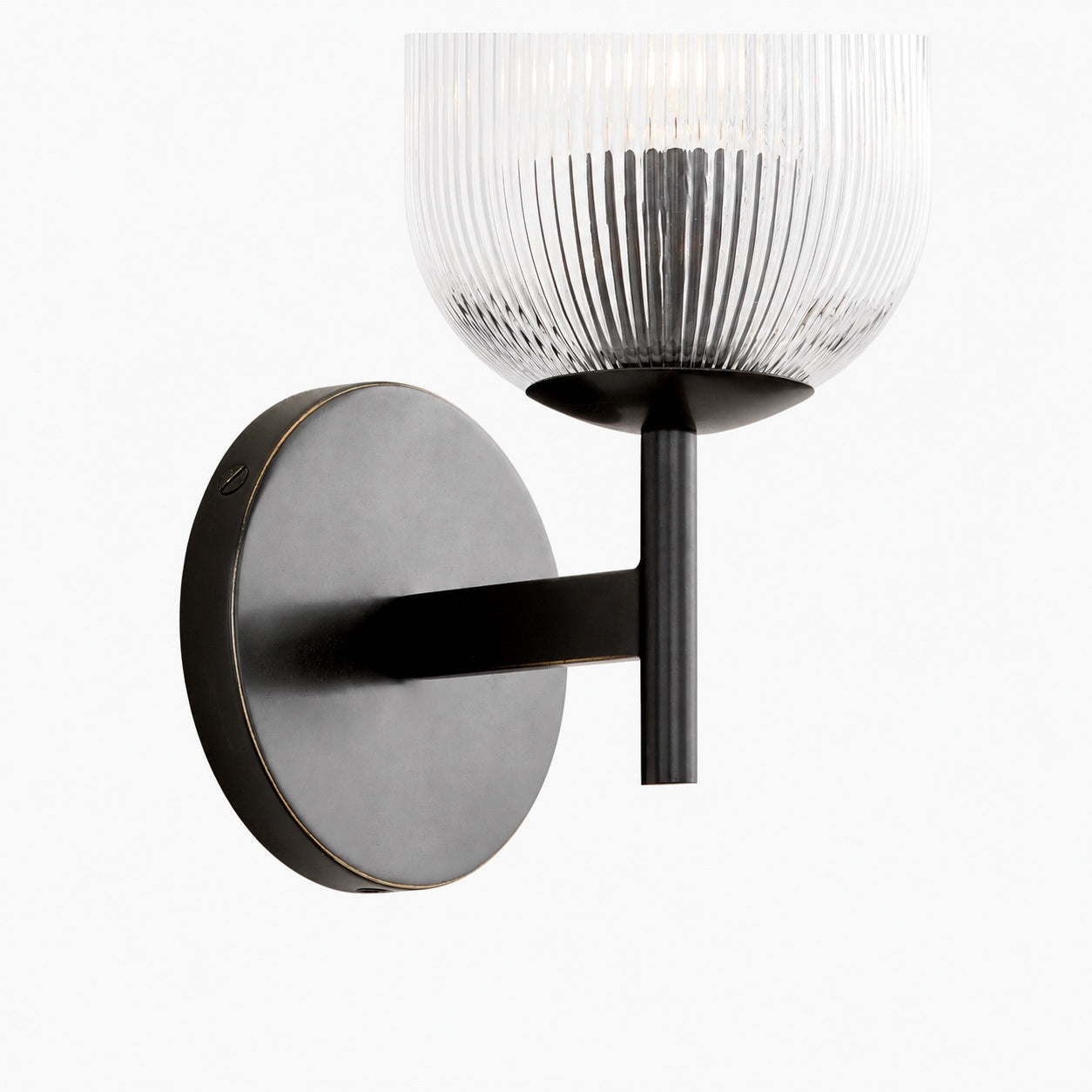 Bravira Wandleuchte aus geripptem Glas – Wandleuchte aus Metall mit klarem Glasschirm