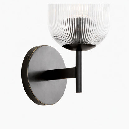 Bravira Wandleuchte aus geripptem Glas – Wandleuchte aus Metall mit klarem Glasschirm