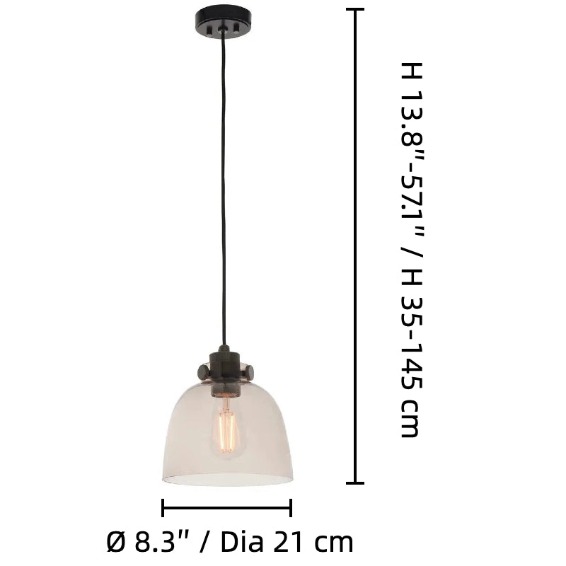 Pendelleuchte aus getöntem Glas von Readium – minimalistischer, verstellbarer Kuppelschirm für Kücheninsel und Esszimmer