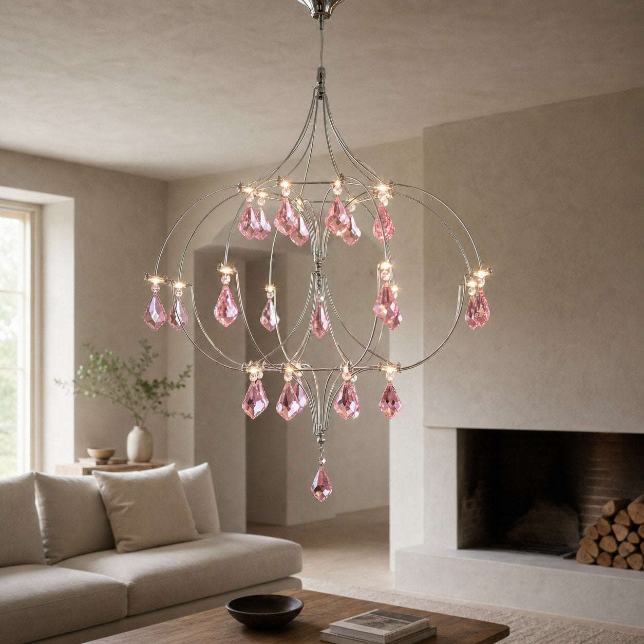 Crynora French Crystal Chandelier - Romantic Firefly Design in Luxe Style for Dining Room or Bedroom