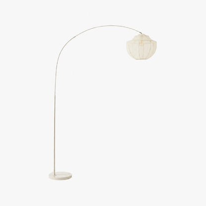 Lumifil Bogen-Stehleuchte mit Textilgewebeschirm und Metallgestell für sanftes, stimmungsvolles Wohnzimmerlicht