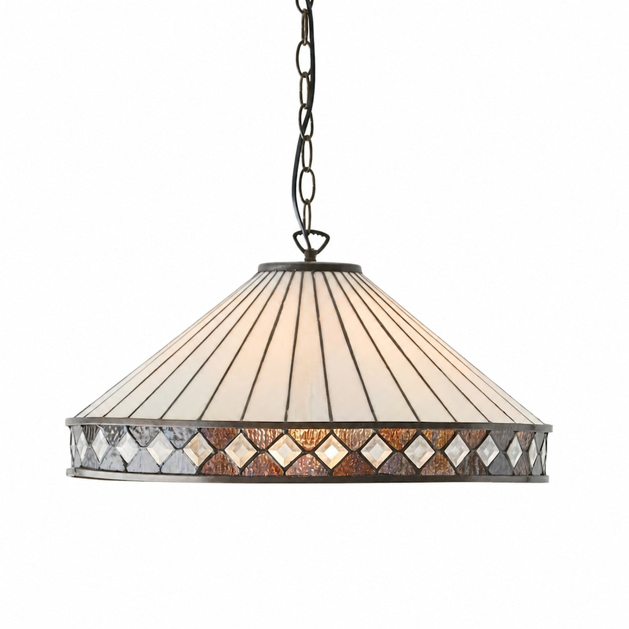 TF Fargo Pendant Light - Tiffany Style Lighting with an Art Deco Shade and Adjustable Chain