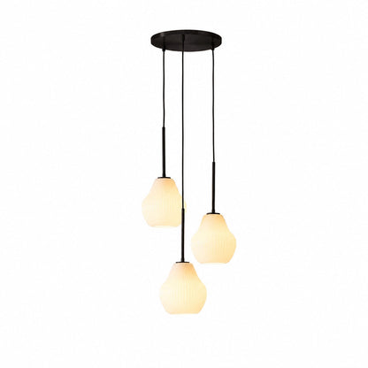Rivrona Kronleuchter aus geripptem Glas mit 3 Lichtern – Skulpturale moderne Beleuchtung für Zuhause
