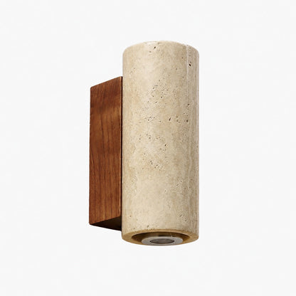 Slivara Natural Stone Backplate with Warm Amber Shade - Vintage Modern Slivara Wall Sconce for Living Room