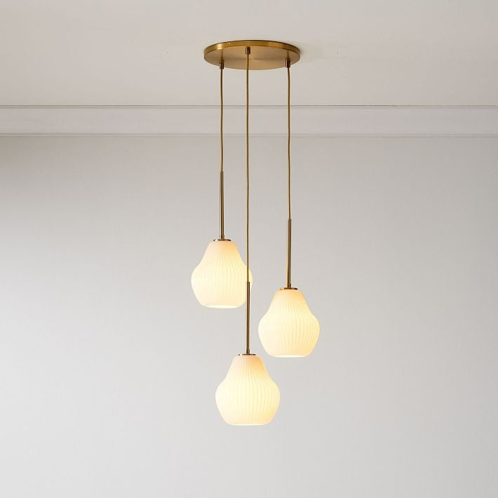 Rivrona Ribbed Glass 3-Light Chandelier - Sculptural Modern Lighting for Home