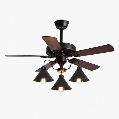 Style B wood blades three-light ceiling fan