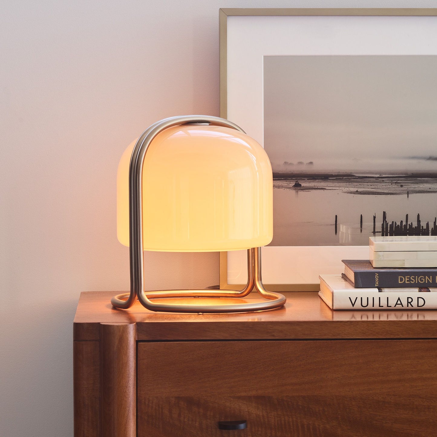 Delvora Champagne Bronze Table Lamp - Vintage Industrial Nightstand Light