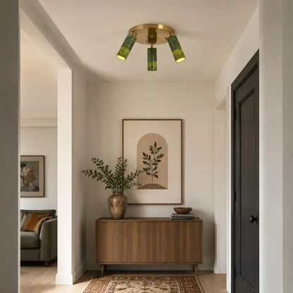 Green jade brass ceiling light detail 11