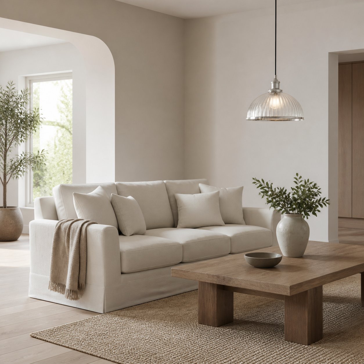 Novera Pendelleuchte aus geripptem Glas, stilvoll und modern, für Schlaf- und Essbereich