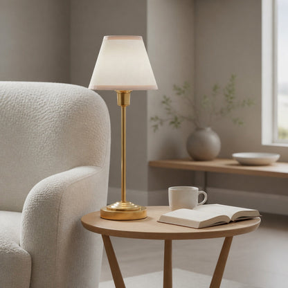 Bronzuno Schreibtischlampe mit strukturiertem Stoffbezug – Moderne Leuchte mit Metallfuß für Büros oder Lounges