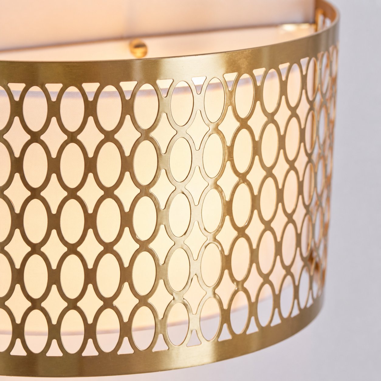 Liorin Fretwork Wall Light - Modern Curved Metal and Fabric Shade Sconce for Hallway or Bedroom