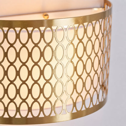 Liorin Fretwork Wall Light - Modern Curved Metal and Fabric Shade Sconce for Hallway or Bedroom