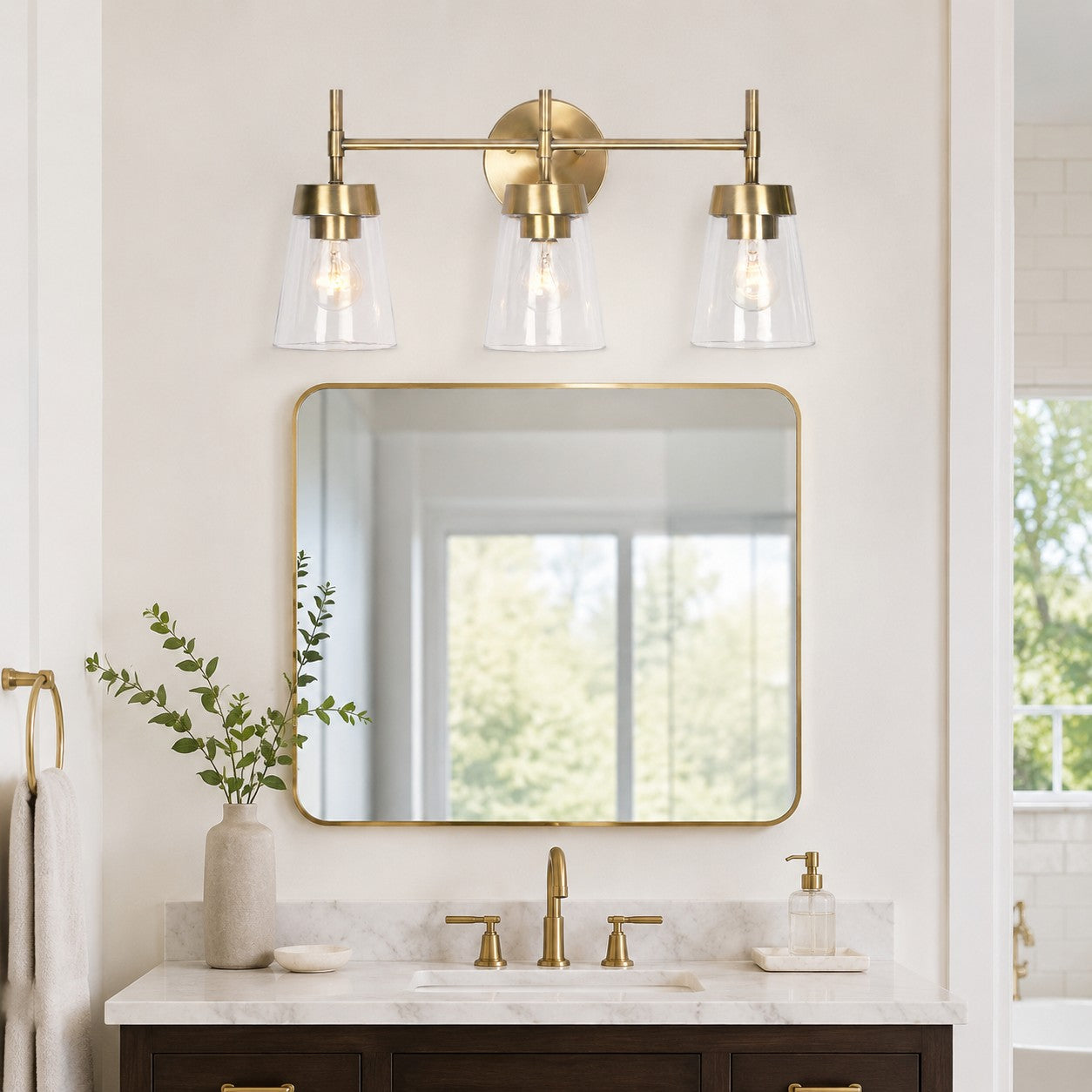 Brushed Brass 3-Light Bathroom Vanity Wall Light