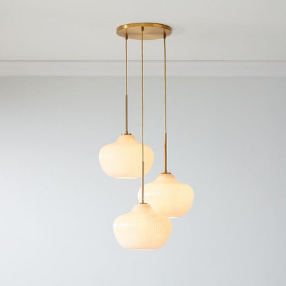 Rivrona Ribbed Glass 3-Light Chandelier - Sculptural Modern Lighting for Home