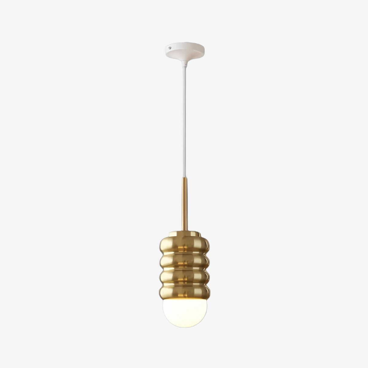 Iron Pendant Lamp with Ribbed Shade - Cream Style Light for Bedroom