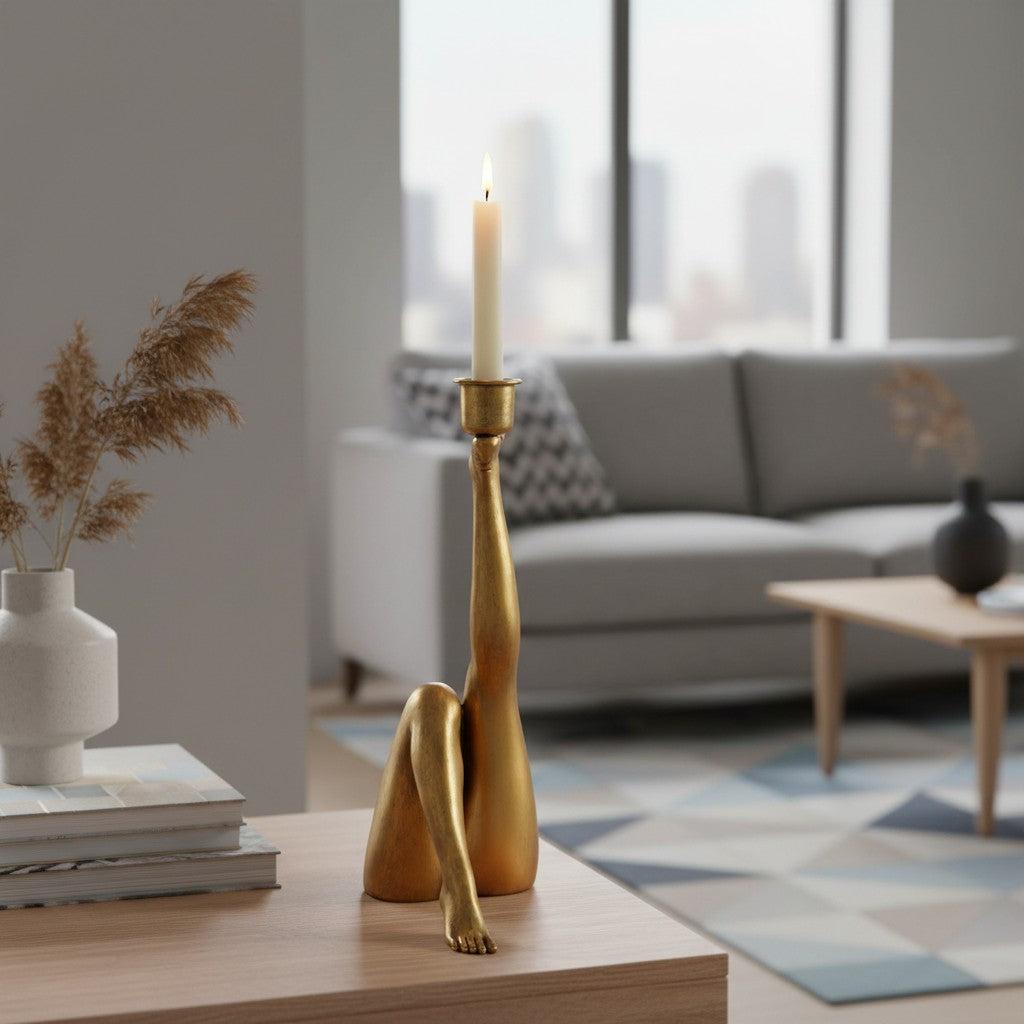 Kickra  Modern Designer Candle Holder with Gold Leg-Inspired Base U22