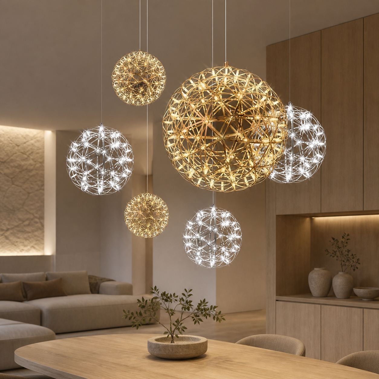 Silver Spark Ball Pendant Light