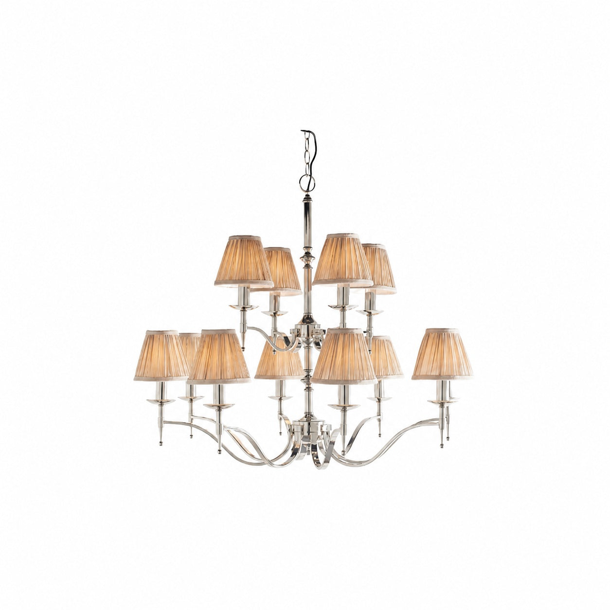 Tela Timeless Classic Elegant Multi Arm Stanford Chandelier - Metal Fabric Lighting for Living Room