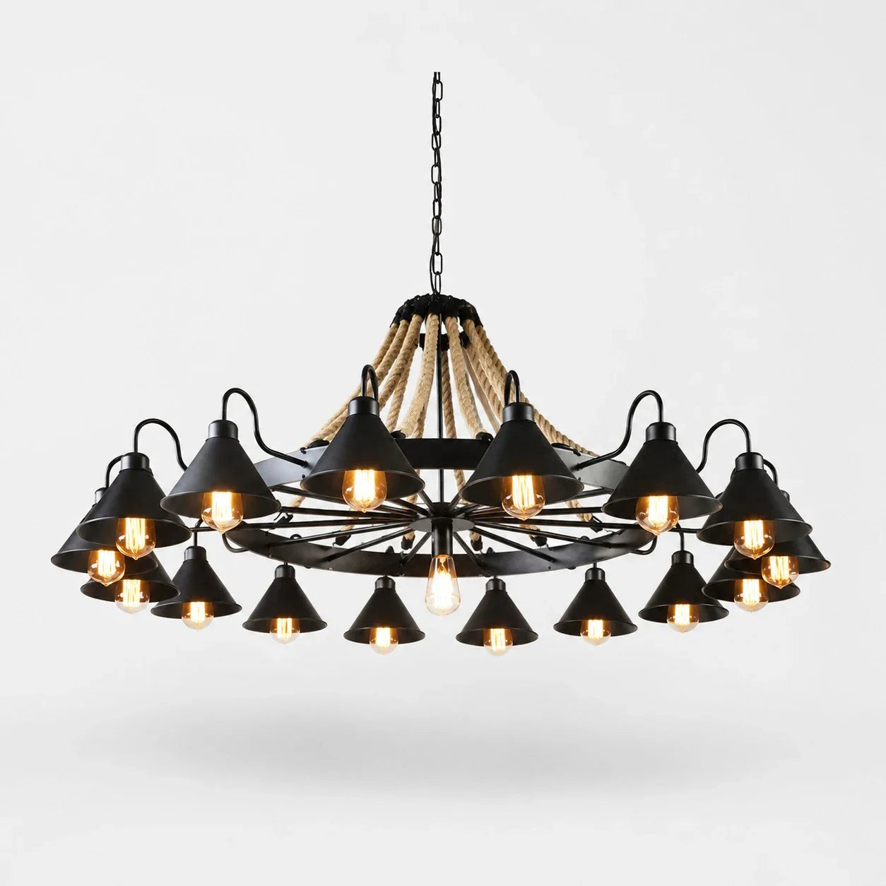 Rustic farmhouse rope chandelier