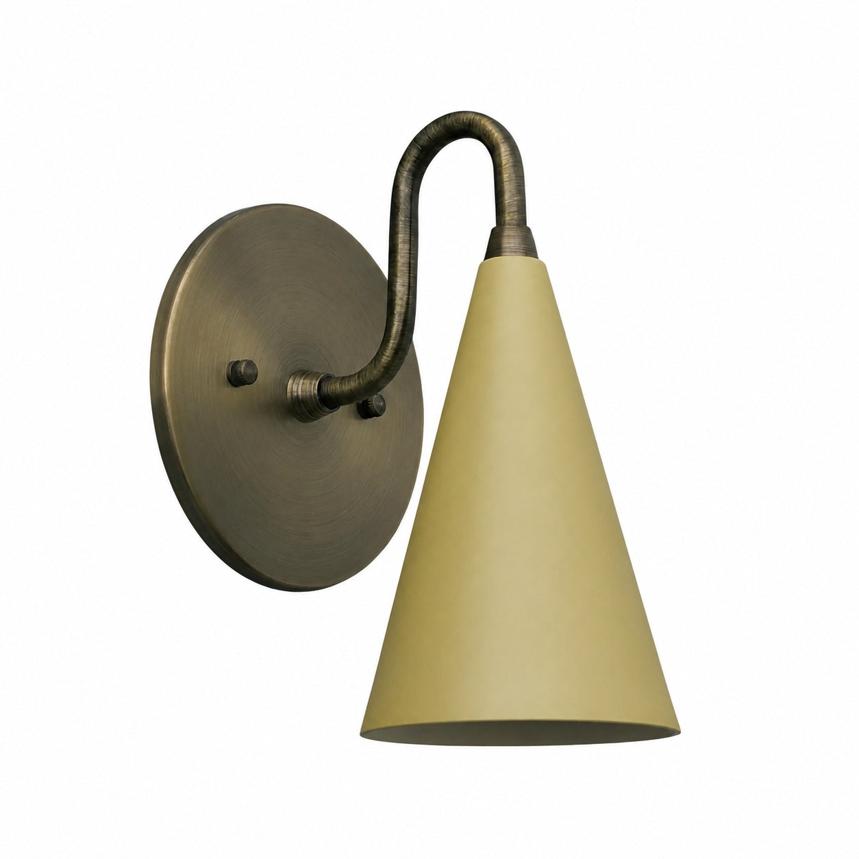 Curva Metal Cone Shade Sconce – Vintage Brass Wall Light for Entryway or Stairwell
