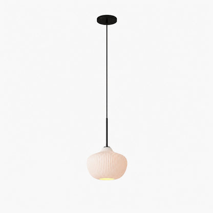 Rivrona Ribbed Pendelleuchte – Moderne gerippte Glasleuchte mit Metalloberfläche