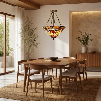 TF Butterfly Pendant Light – Stained Glass Pendant in Art Nouveau Style for Living Room