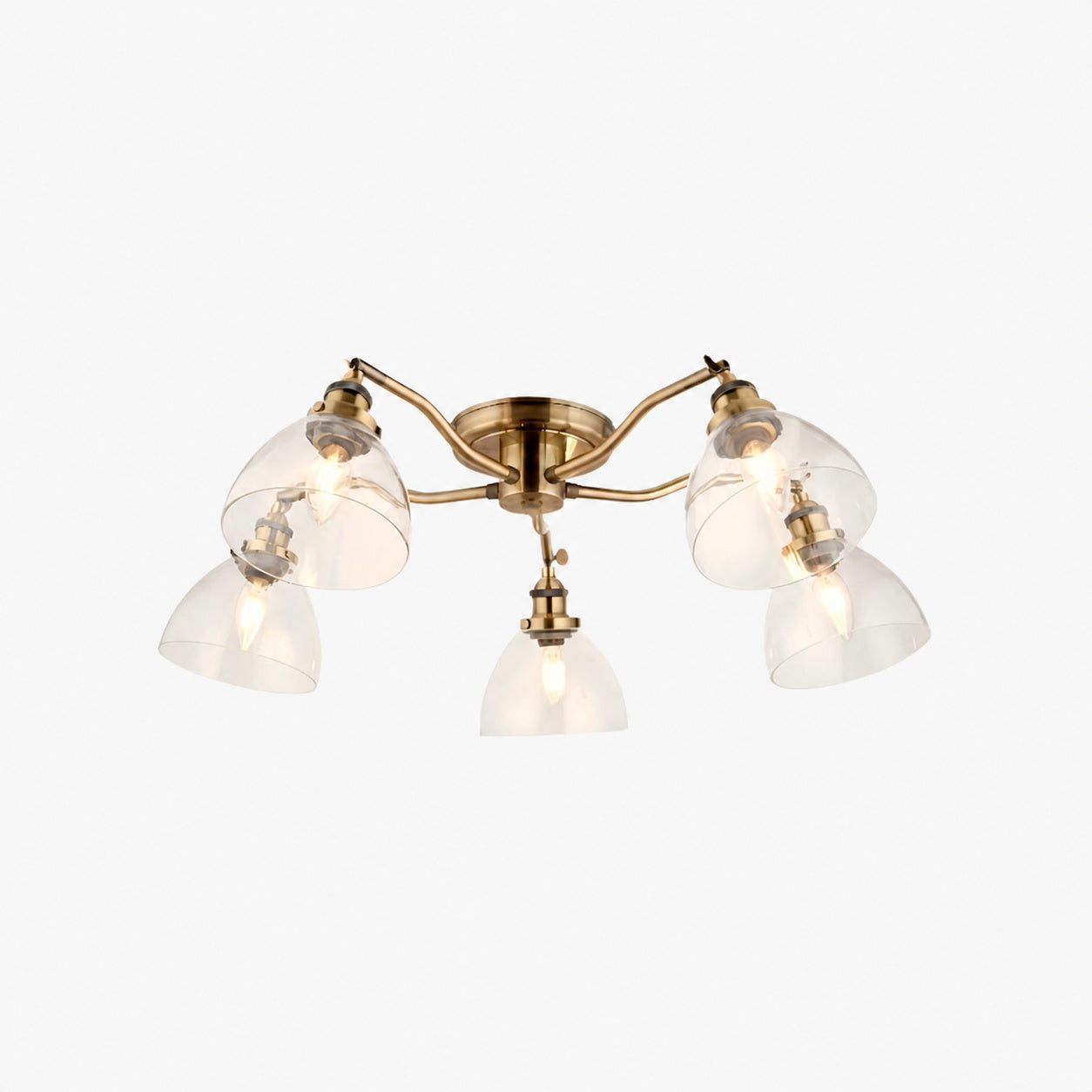 Novera Vintage-Inspired Semi-Flush Ceiling Fixture with Curved Arms for Living Spaces