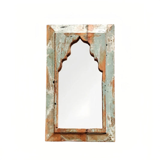 Rustic Carved Wood Arch Wall Mirror image 11