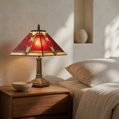 TiffStar Tischleuchte aus Buntglas – Buntglas im Vintage-Stil, geeignet für Schlaf- und Wohnzimmer