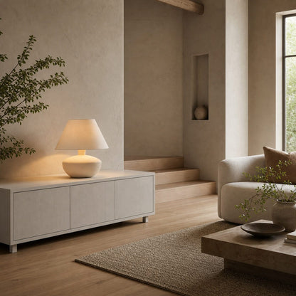 Ceruna Modern Ceramic Table Lamp – Sculptural Body Clean Finish for Entryway and Lounge