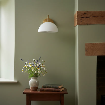 Curva Metal  Industrial Wall Sconce - Curved Brass Arm - Hammered Dome Light Fixture