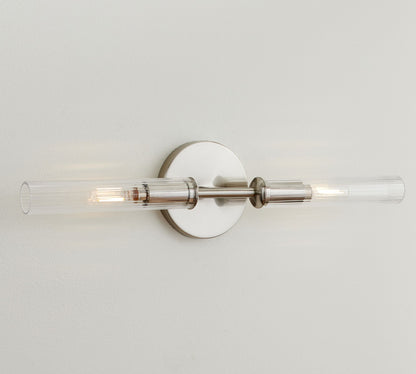 Bravira Ribbed Glass Wall Lamp - Tube Metal Light in Classic Finishes