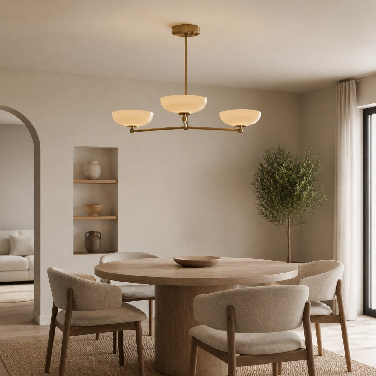 Vega Glas-Kronleuchter im Mid-Century-Modern-Stil mit Glasschirmen für Esszimmer und Kücheninsel