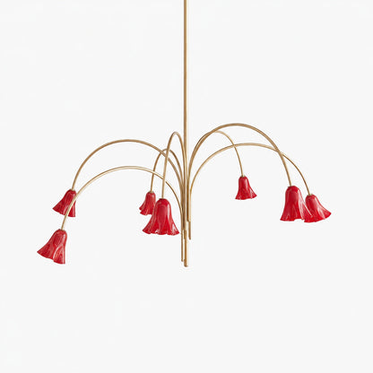 Bellina Modern Romantic Chandelier - Botanical Lily Design with Glass Flowers