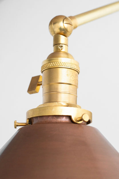 Conique Metal Industrial Wall Sconce with Adjustable Arm - Vintage Copper Cone Shade for Task Lighting