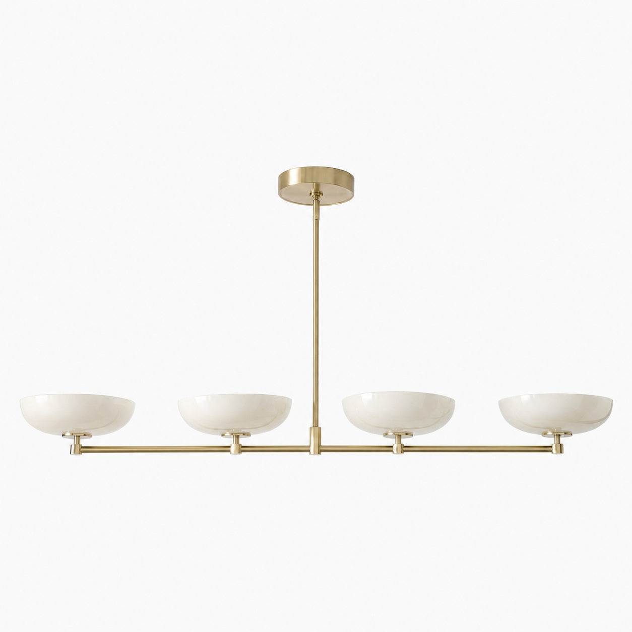 Vega Glas-Kronleuchter im Mid-Century-Modern-Stil mit Glasschirmen für Esszimmer und Kücheninsel