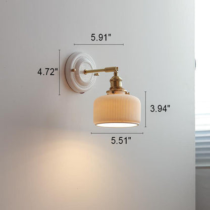 Japanische Vintage Wandlampe aus Keramik und Messing mit 1 Leuchte