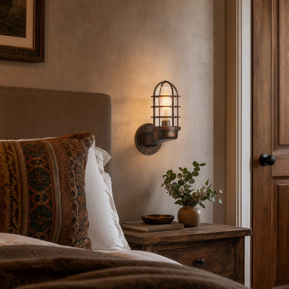 Patnox Clear Glass Industrial Wall Sconce