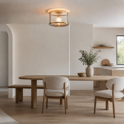 RibGlow Deckenleuchte aus geripptem Glas – Klassische Deckenleuchte zur flächenbündigen Montage für Wohnzimmer oder Flur