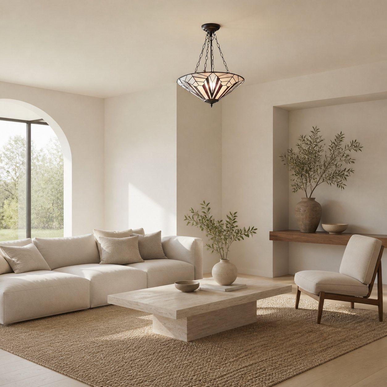 TF Astoria Dekorative Buntglas-Deckenleuchte – Art-Deco-Deckenleuchte für Eingangsbereiche und Lounges