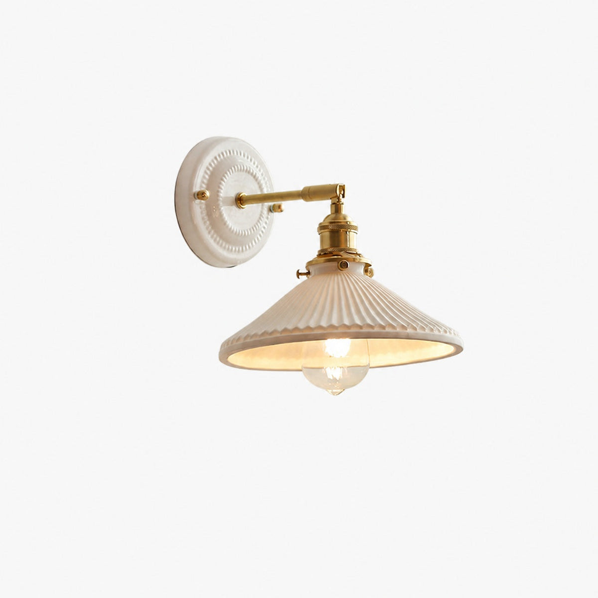 Japanische Vintage Wandlampe aus Keramik und Messing mit 1 Leuchte