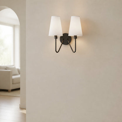 Arcuma Vintage Inspired Metal Wall Sconce - Handcrafted Fabric Shade for Bedroom