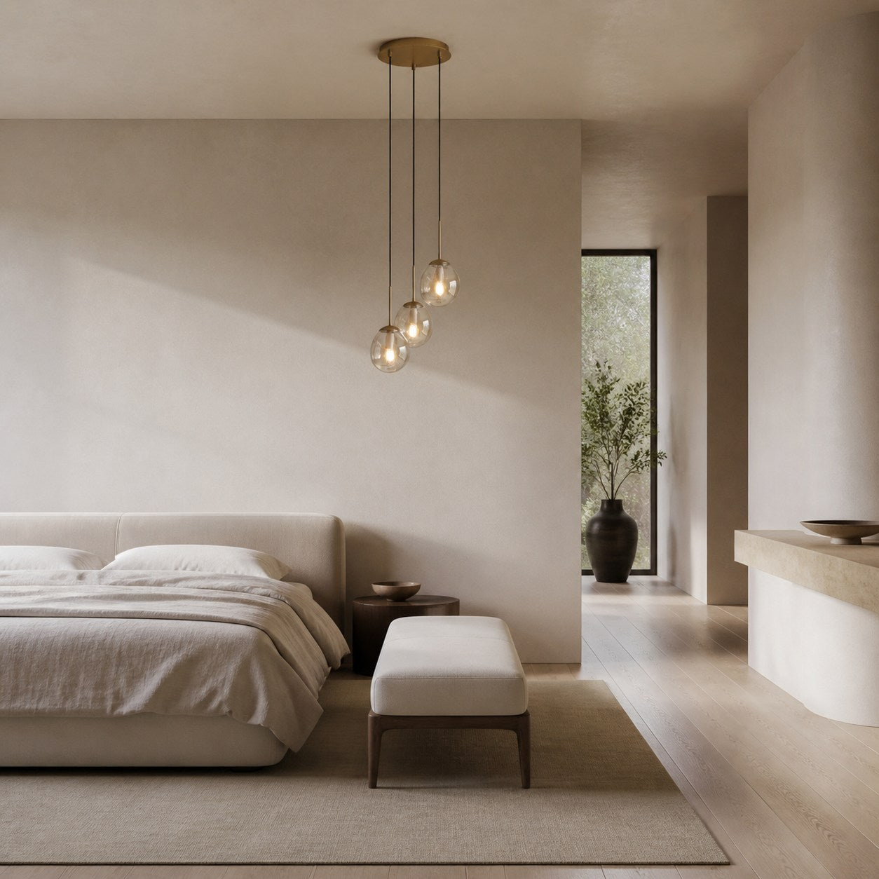 Glissora Hanging Light - Sculptural Cluster Design Tinted Glass and Metal for Entryway